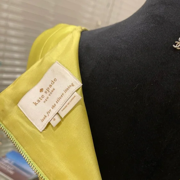 Kate Spade New York Fit & Flare Dress – Size 4 | Yellow Sleeveless Cocktail - Picture 5 of 5